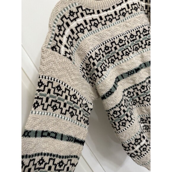 Vintage Jantzen Ivory/Black fair isle Crewneck Sweater Large Excellent! - Picture 2 of 12